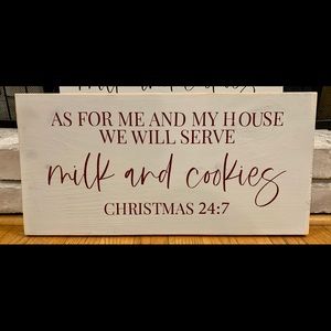 Milk and cookies Christmas sign Red